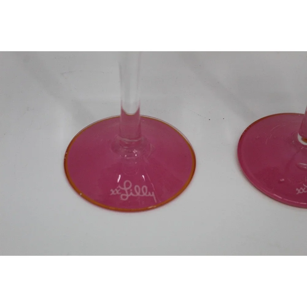 Lilly Pulitzer Hand Painted AcrylicWine Glass 15oz Cheers Wild Confetti Lot Of 2